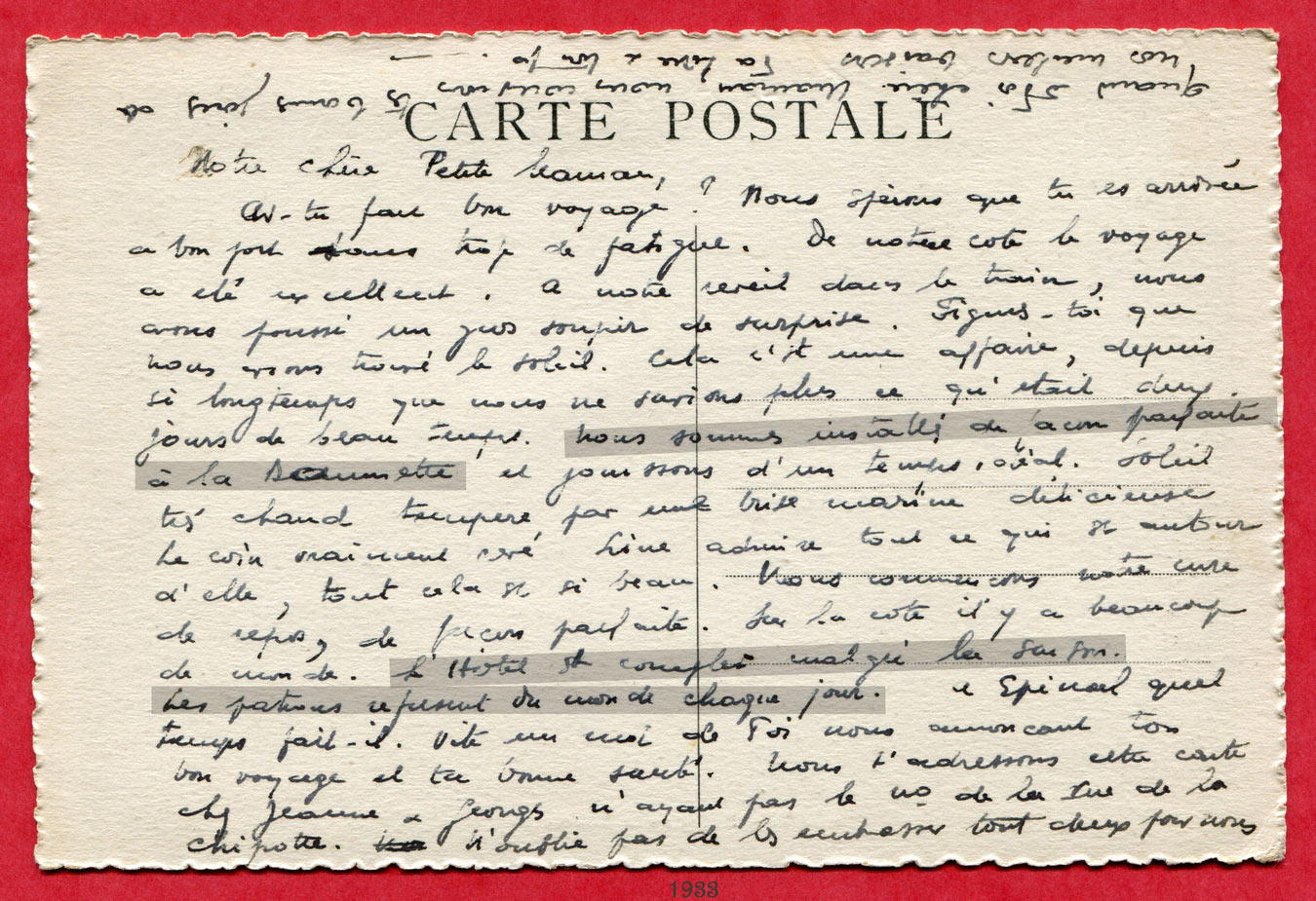 Carte Postale client 1933