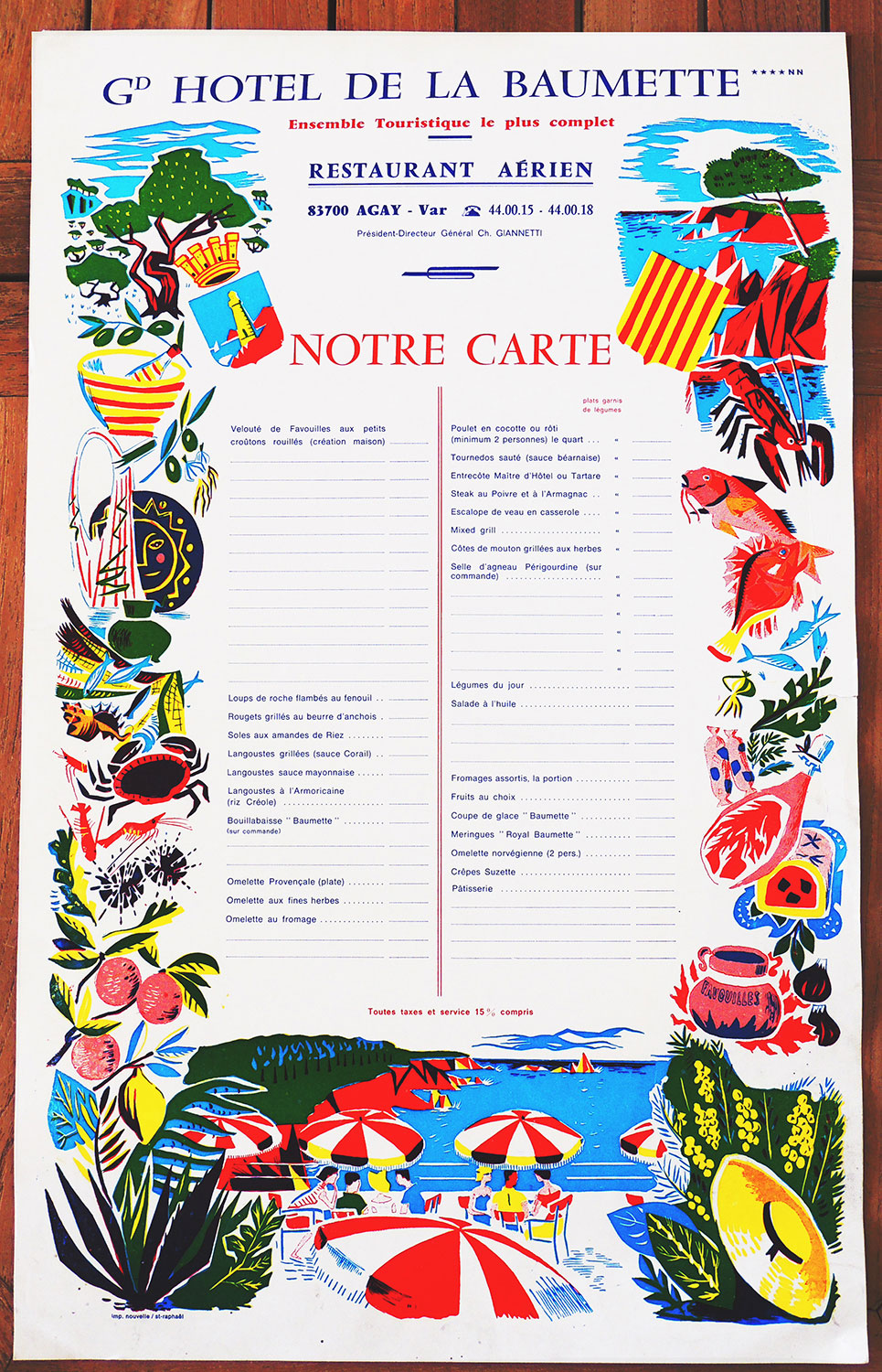 Menu du restaurant